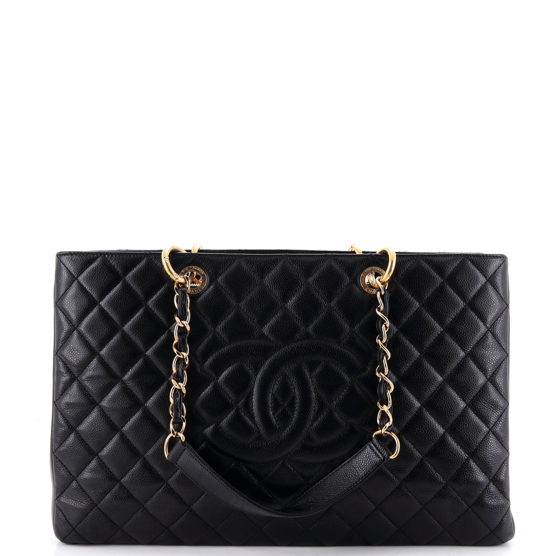 Grand Shopping Tote Quilted Caviar XL