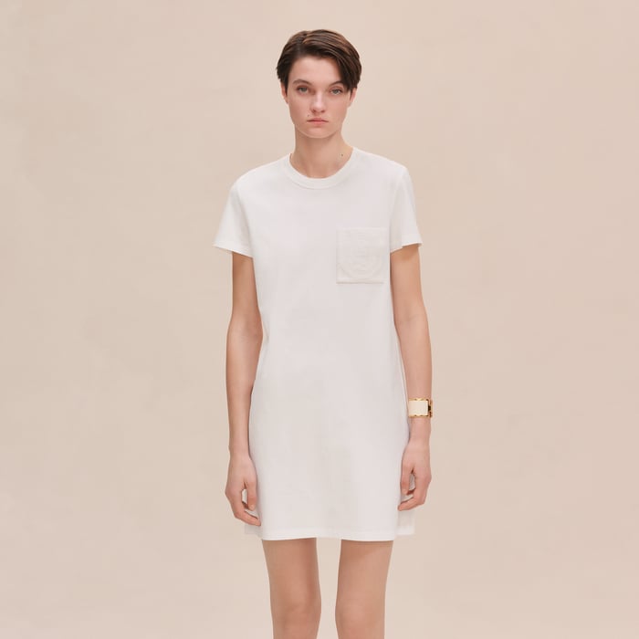 Blanc Embroidered Pocket Dress