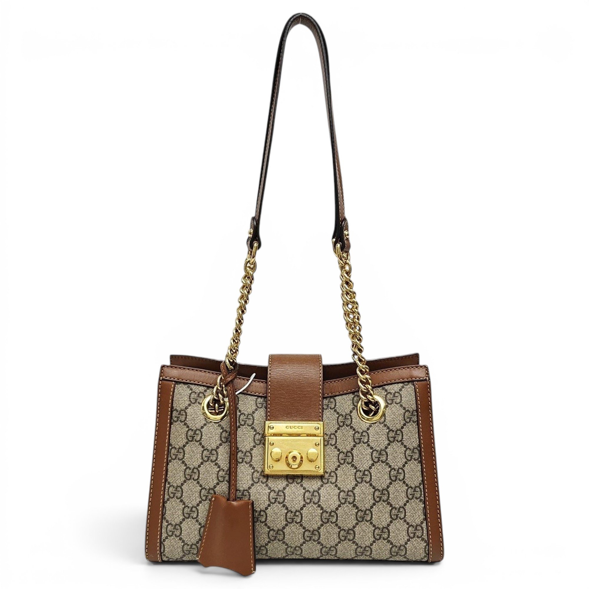 Padlock leather handbag