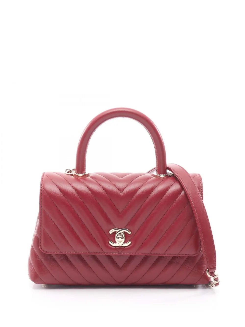 2021-2026 Mini Chevron Lambskin Coco Top Handle Bag satchel