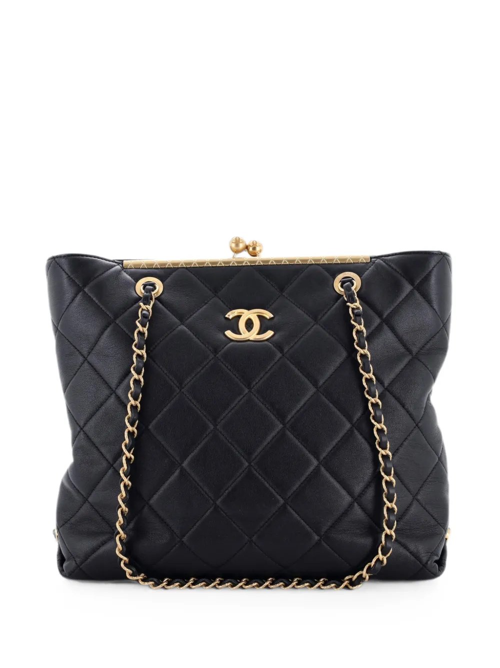 Signature Plate Shopping Bag Quilted Lambskin Medium tote bag