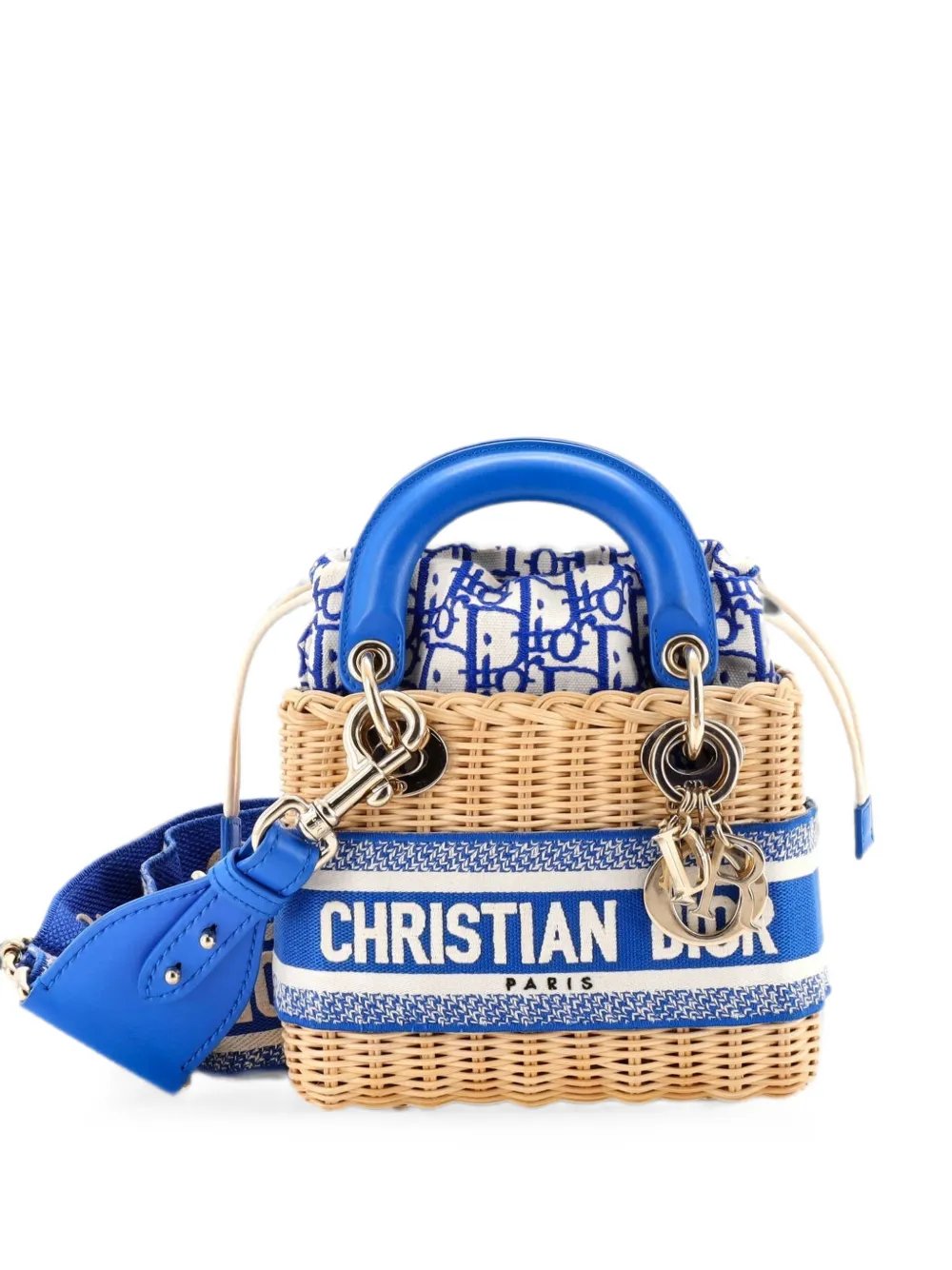 Lady Dior Bag Wicker and Oblique Canvas Mini tote bag
