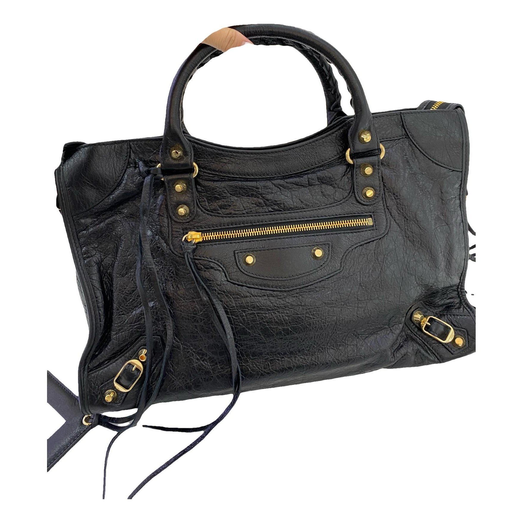 City leather handbag