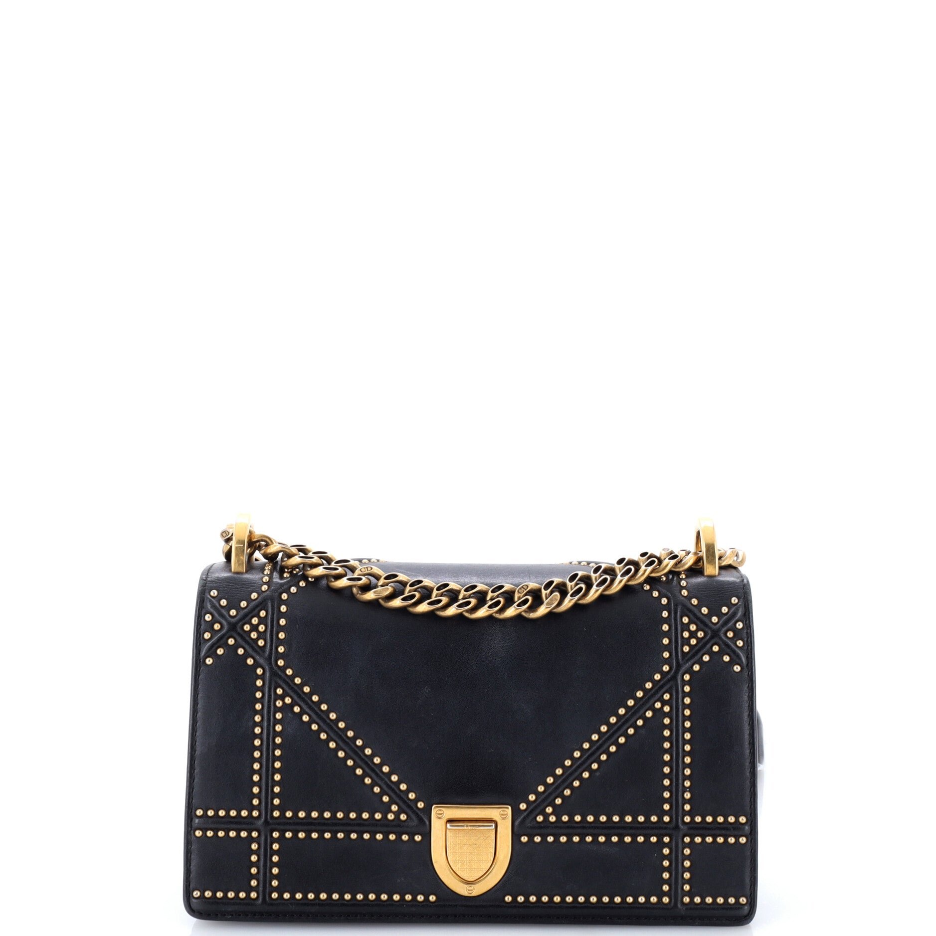 Diorama Flap Bag Studded Leather Small