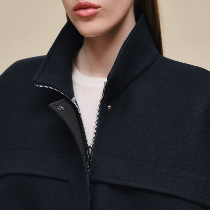 Bleu Marine Short Parka Coat