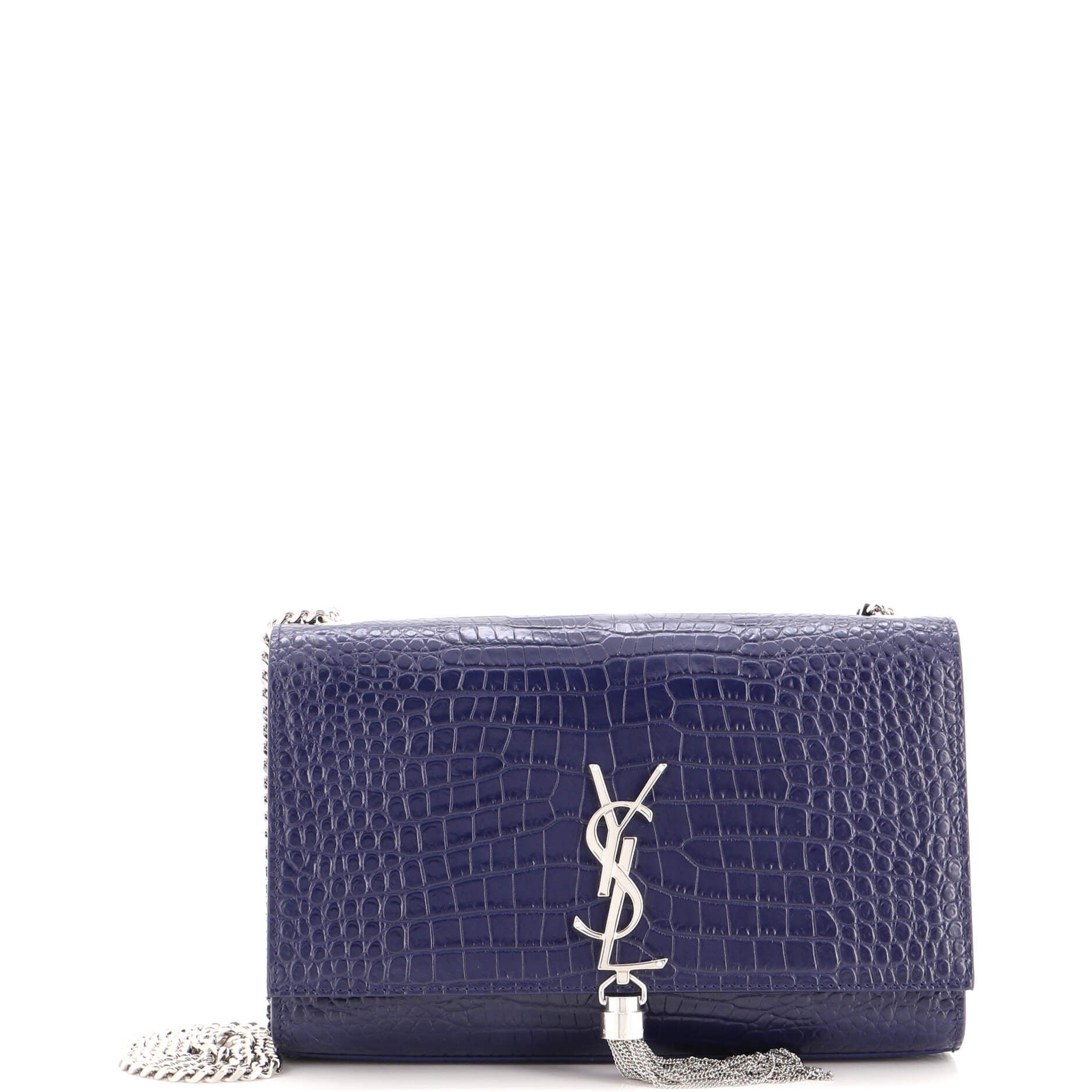 Classic Monogram Tassel Crossbody Bag Crocodile Embossed Leather Medium
