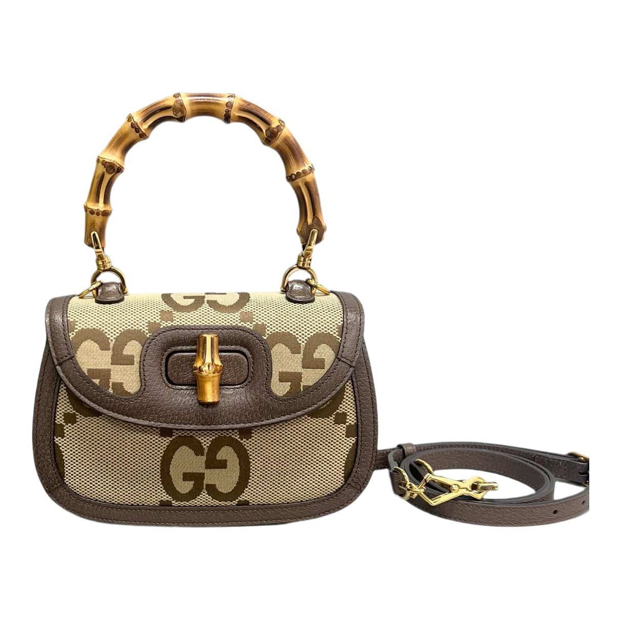 Convertible Bamboo Top Handle leather handbag