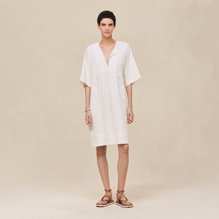 Blanc Cassé Embroidered Beach Caftan