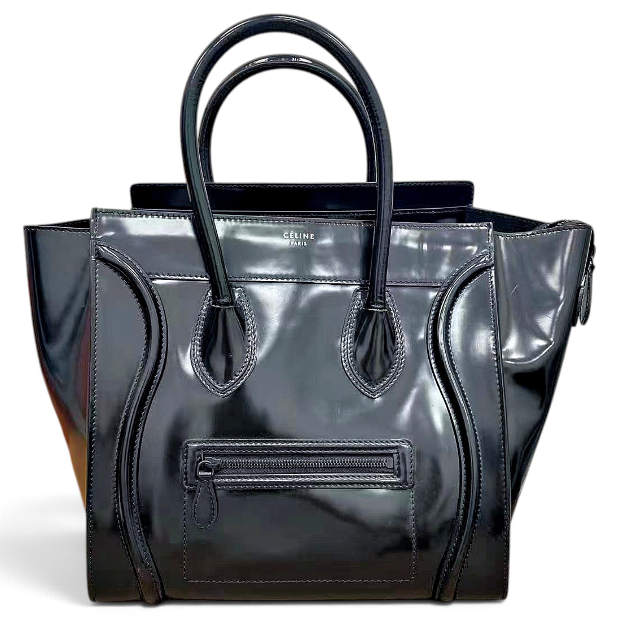 Luggage patent leather handbag