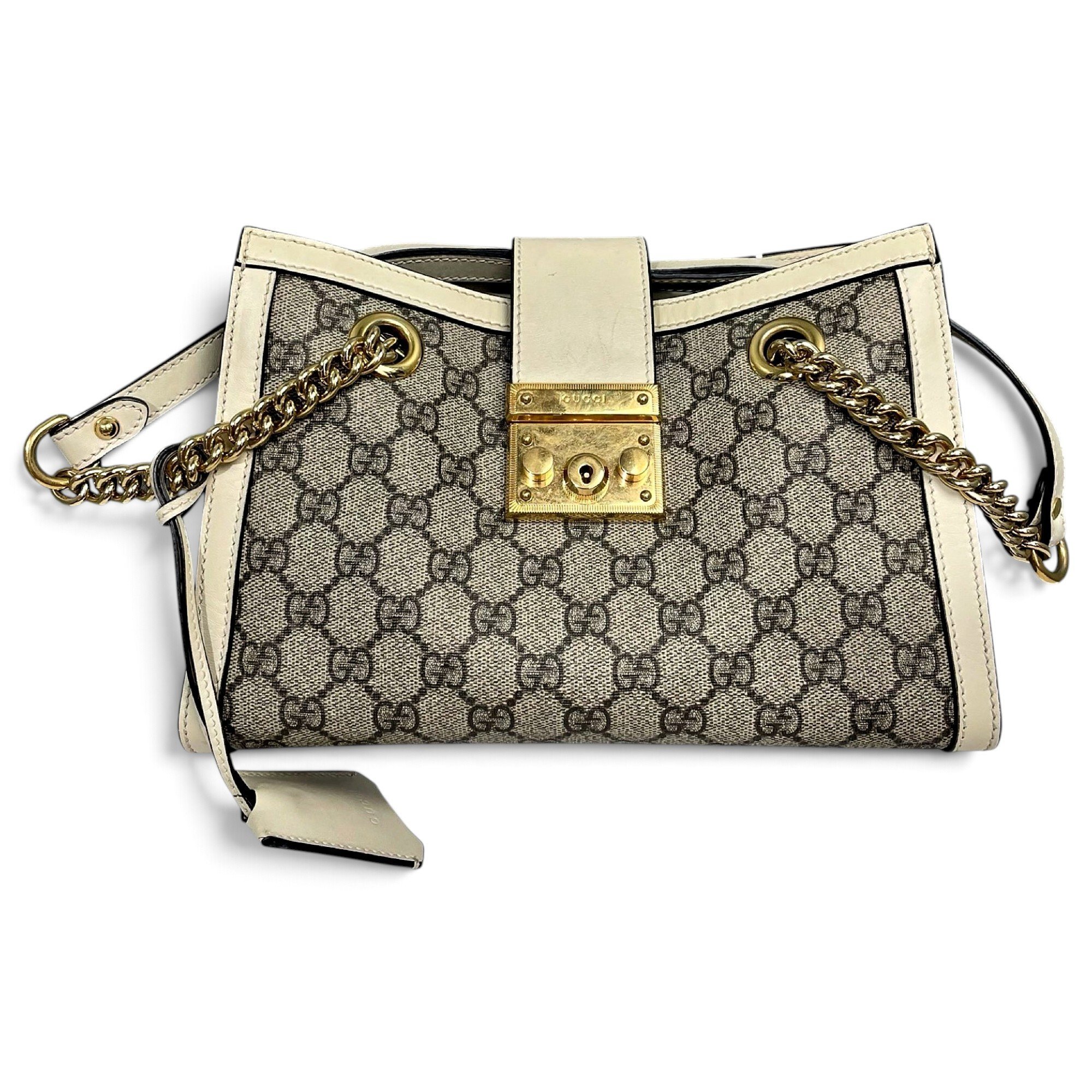 Padlock leather handbag