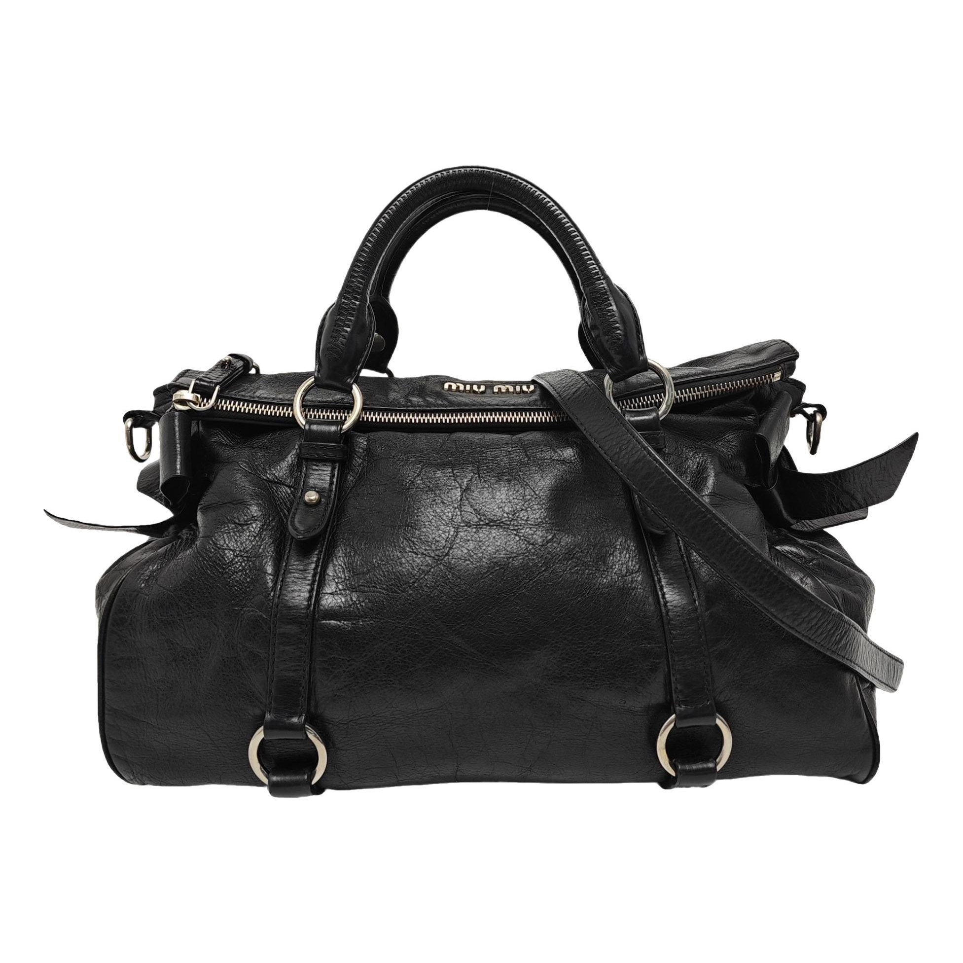 Bow bag leather handbag
