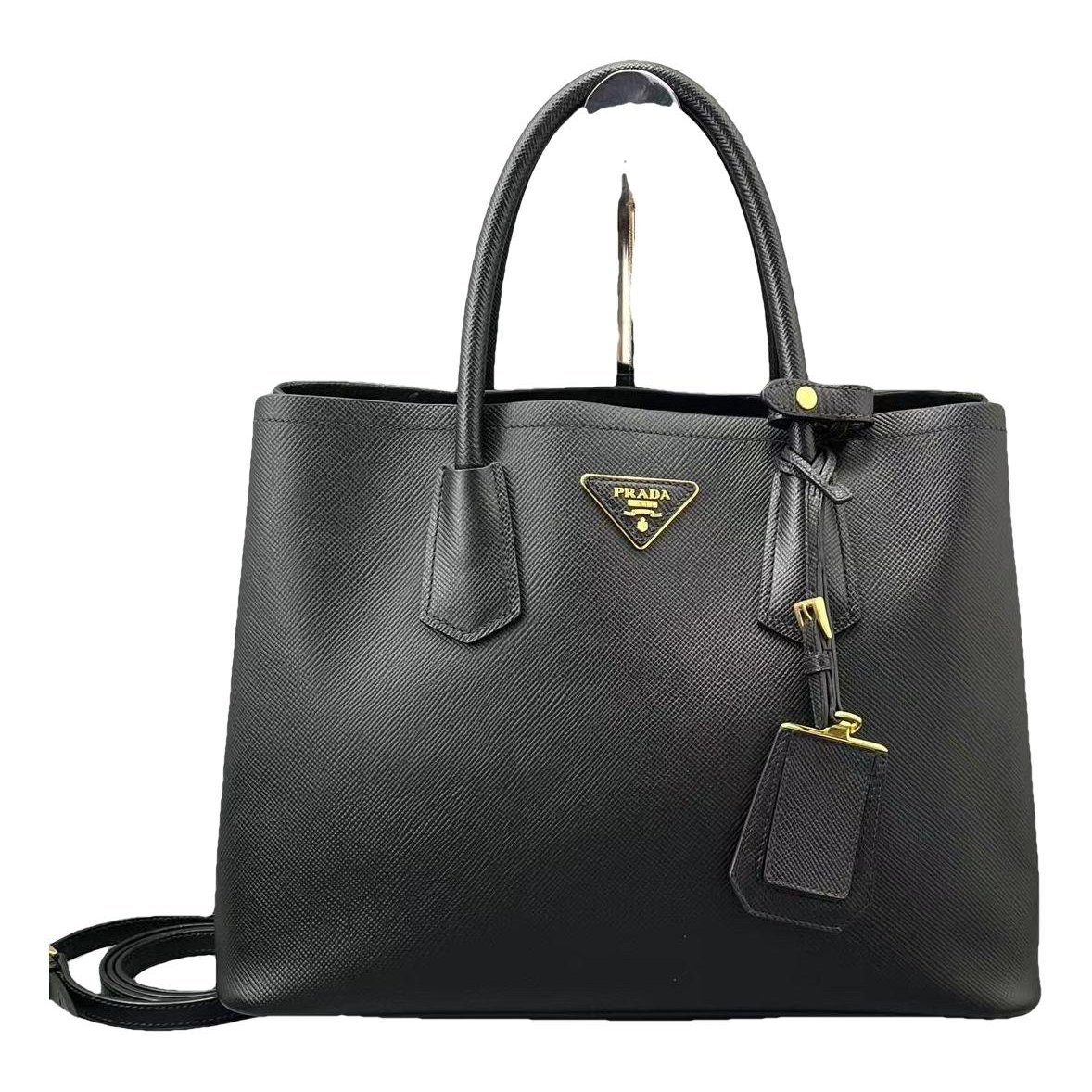 Double leather handbag