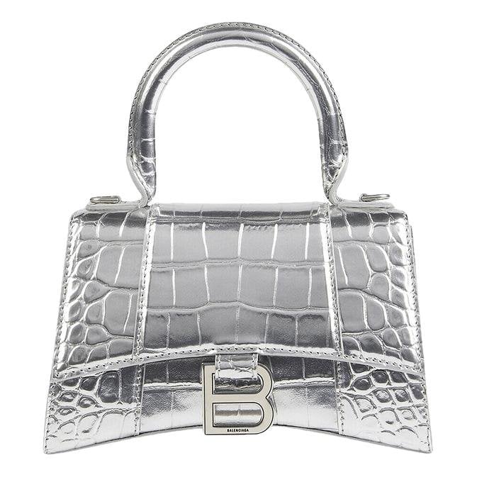 Hourglass leather handbag