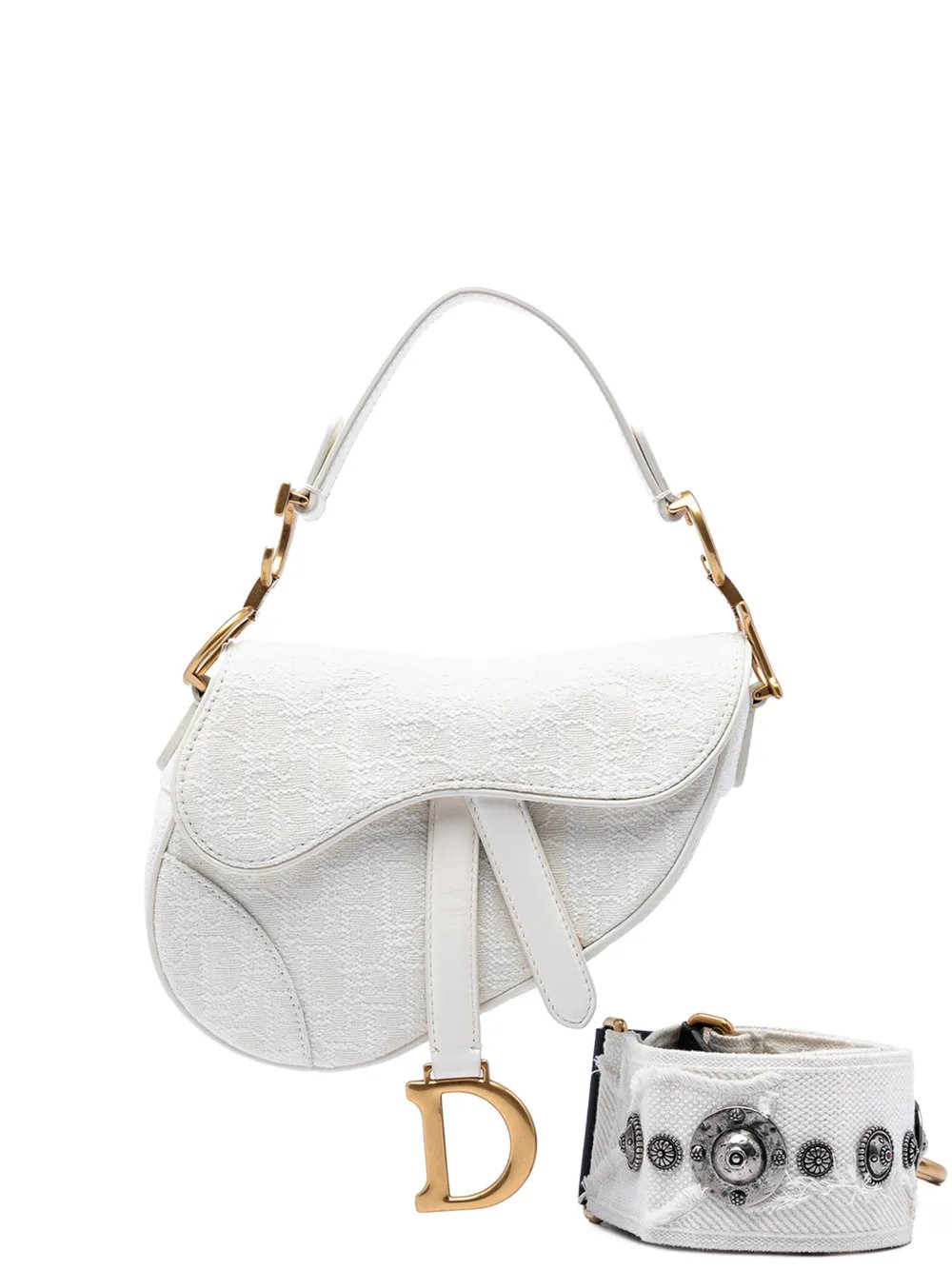 2020 Mini Oblique Embroidered Canvas Saddle Bag satchel