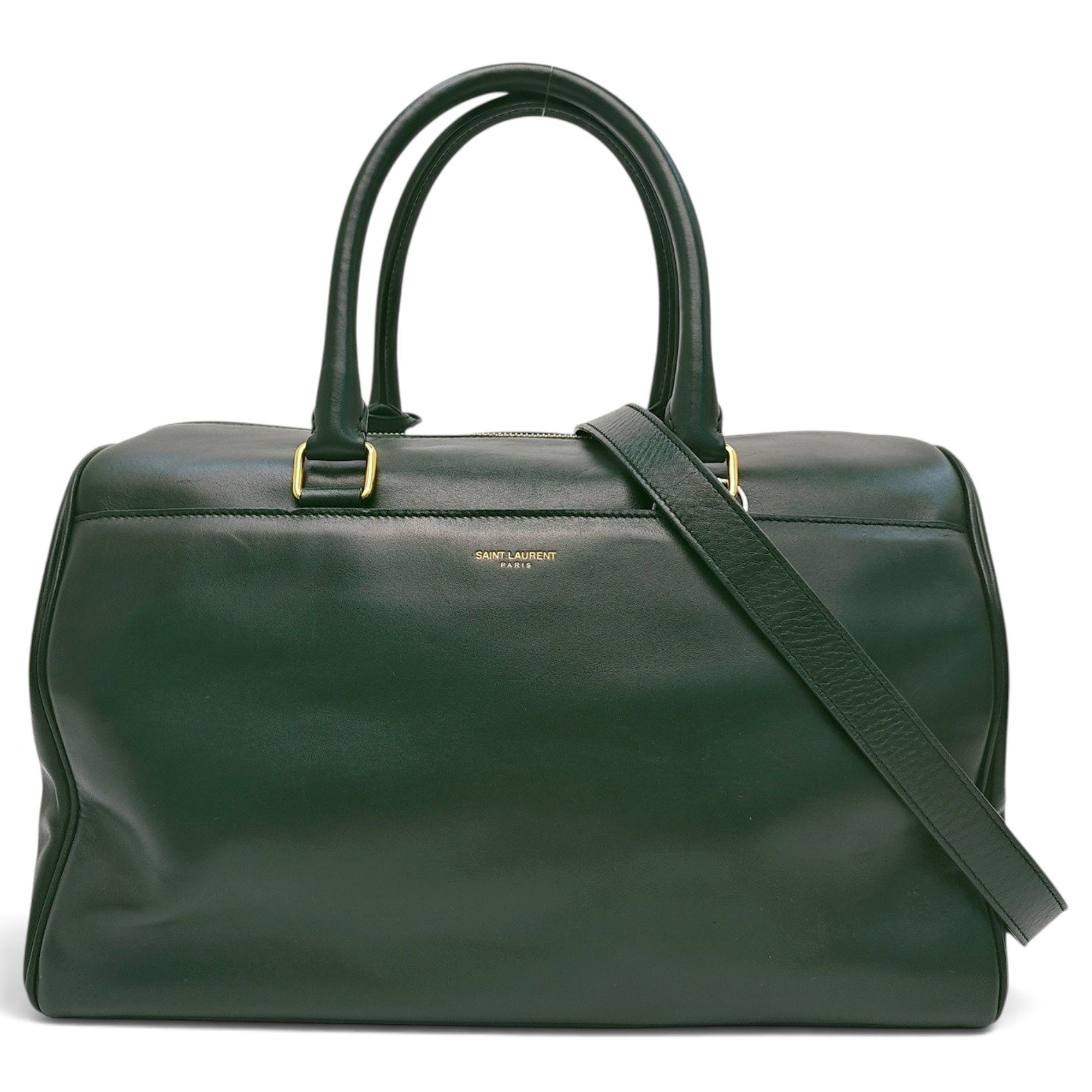 Duffle leather handbag