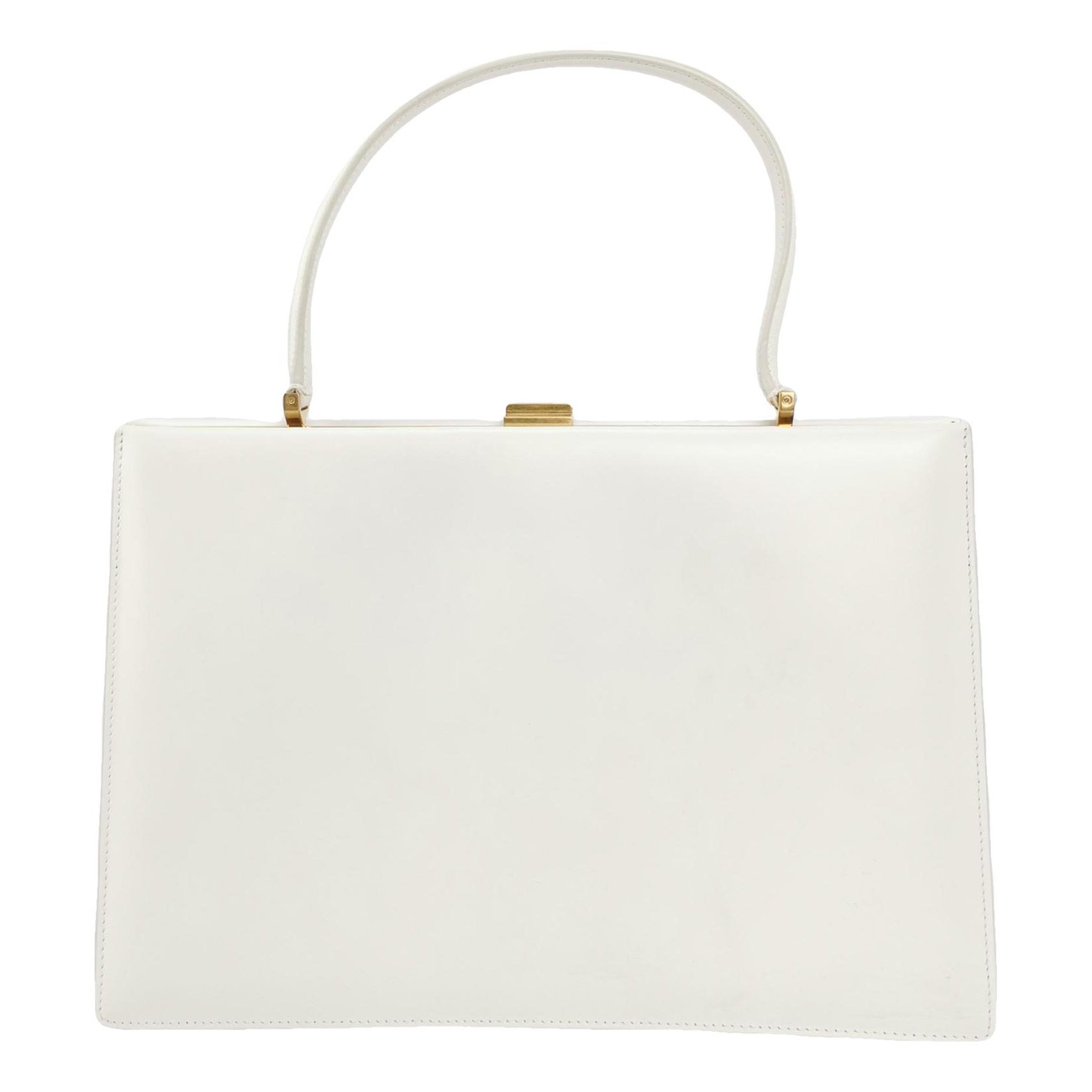 Clasp leather handbag