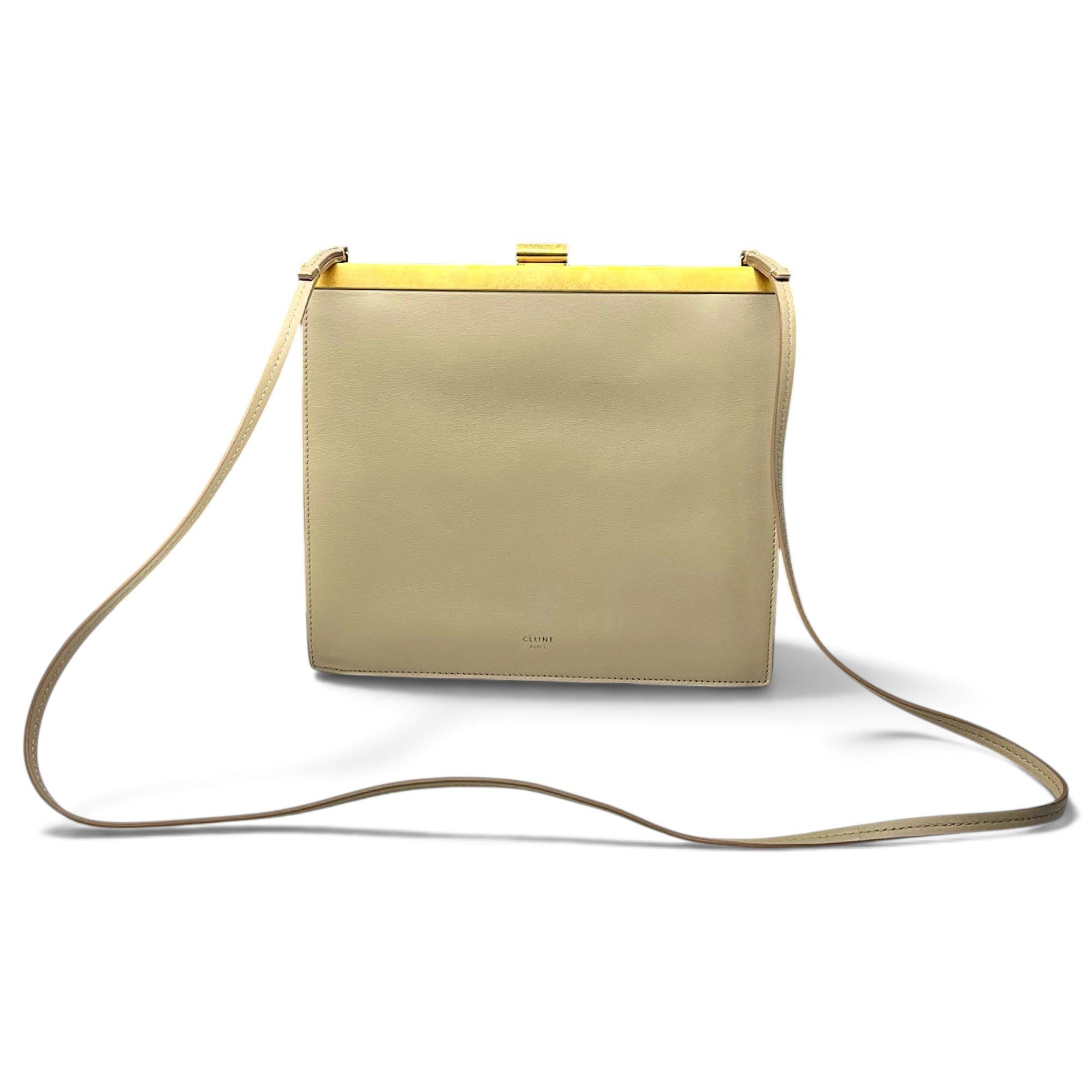 Clasp leather handbag
