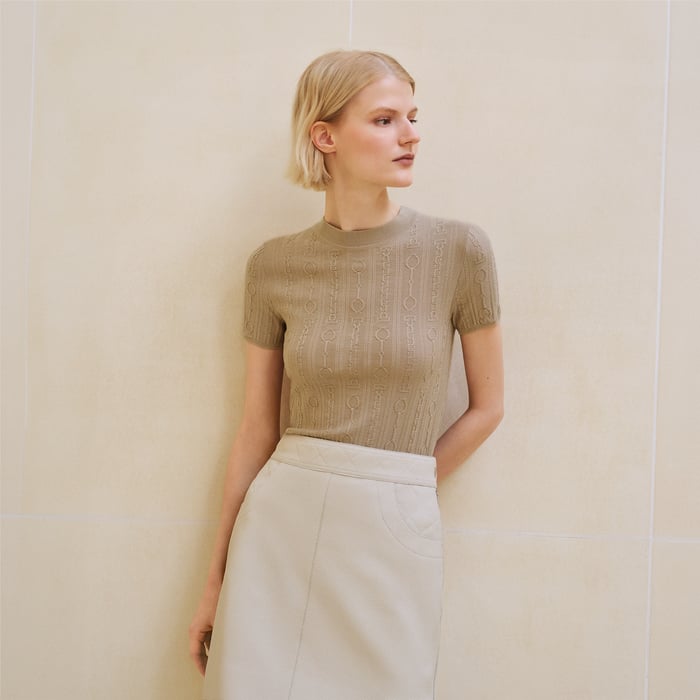 Beige Glaise "Effet Kaleidoscope" Short-sleeve Sweater