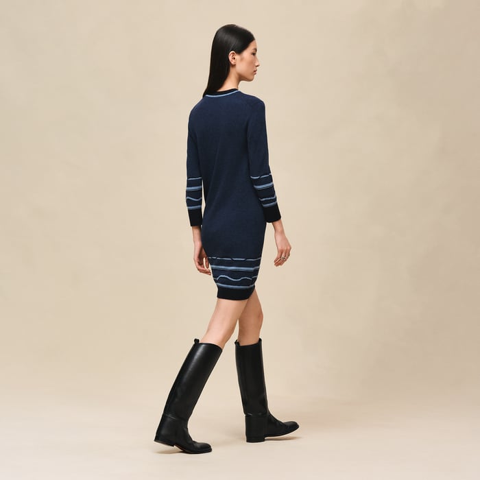 Bleu Lagune "Ex-libris" 3/4-sleeve Dress
