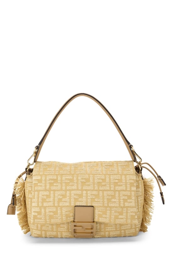 Beige Raffia Mamma Baguette Medium