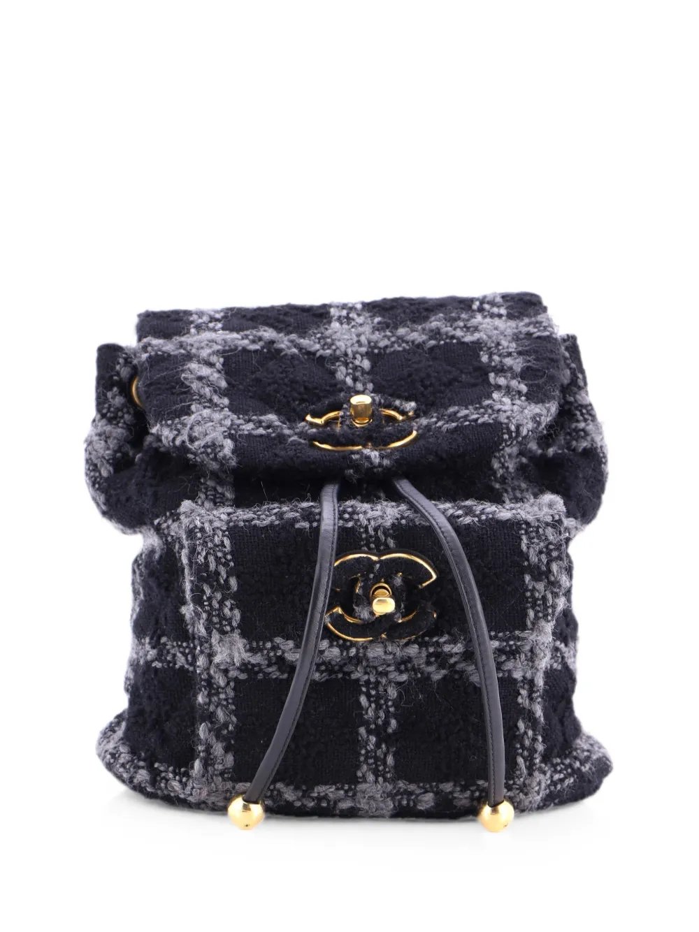 Duma Drawstring Quilted Wool Tweed Large backpack