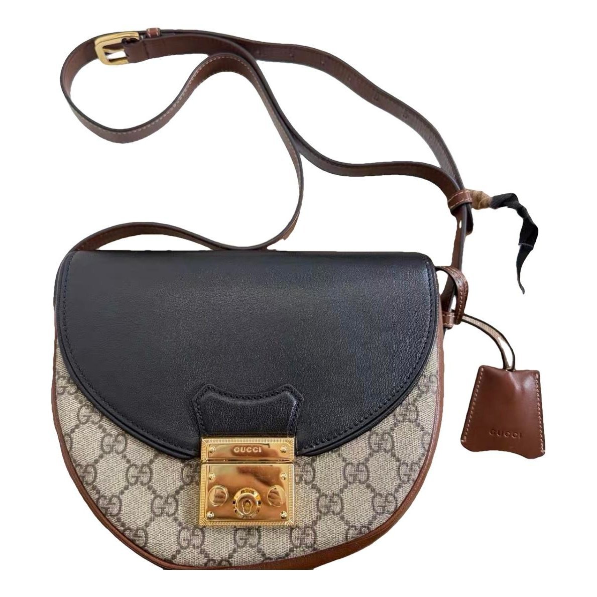 Padlock leather handbag