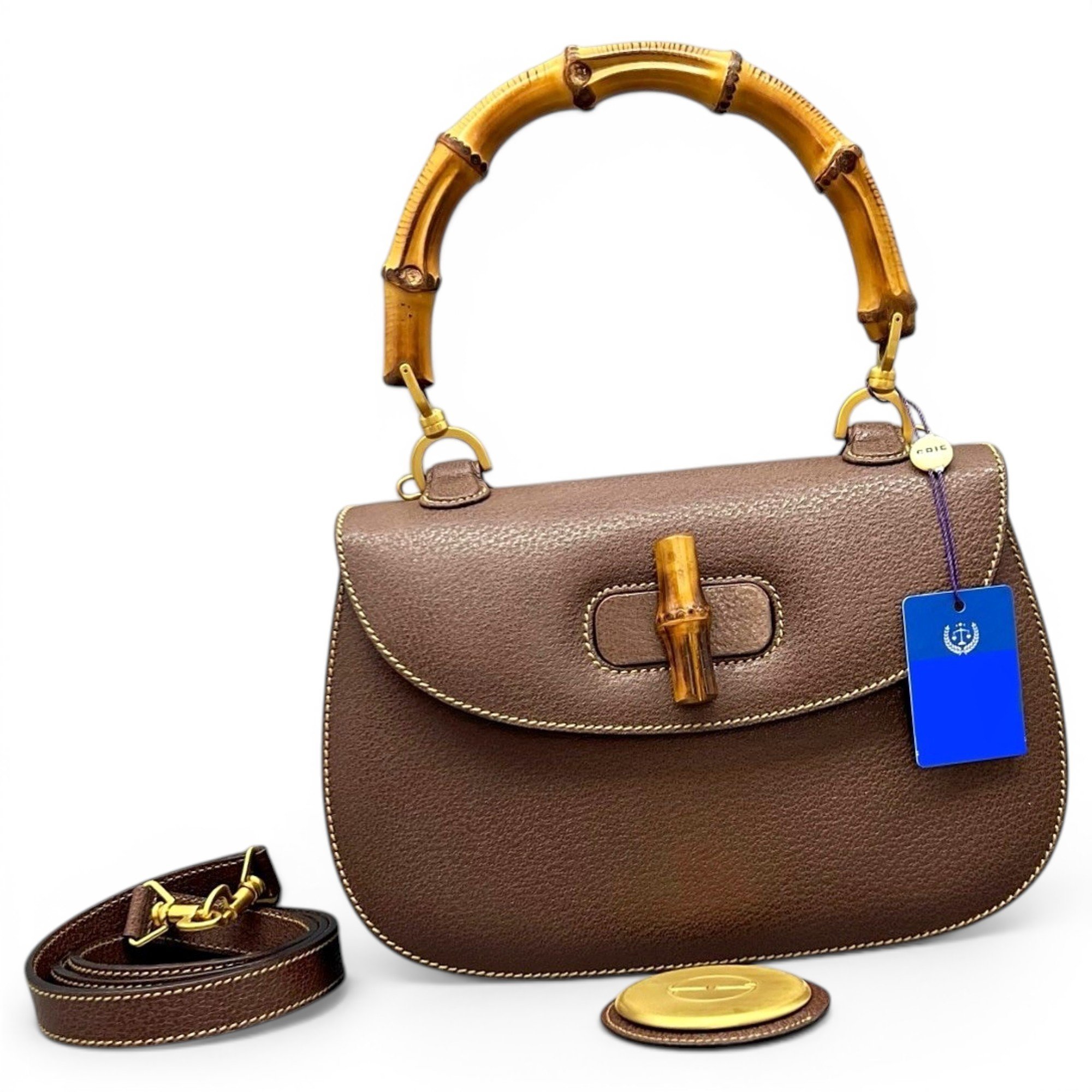 Convertible Bamboo Top Handle leather handbag