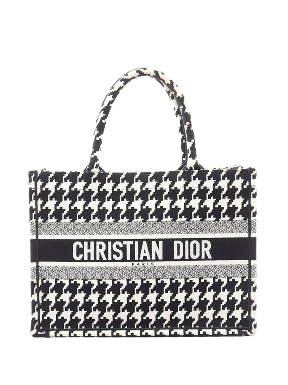 Dior 2000-2026 Medium Canvas Houndstooth Embroidered Book tote bag