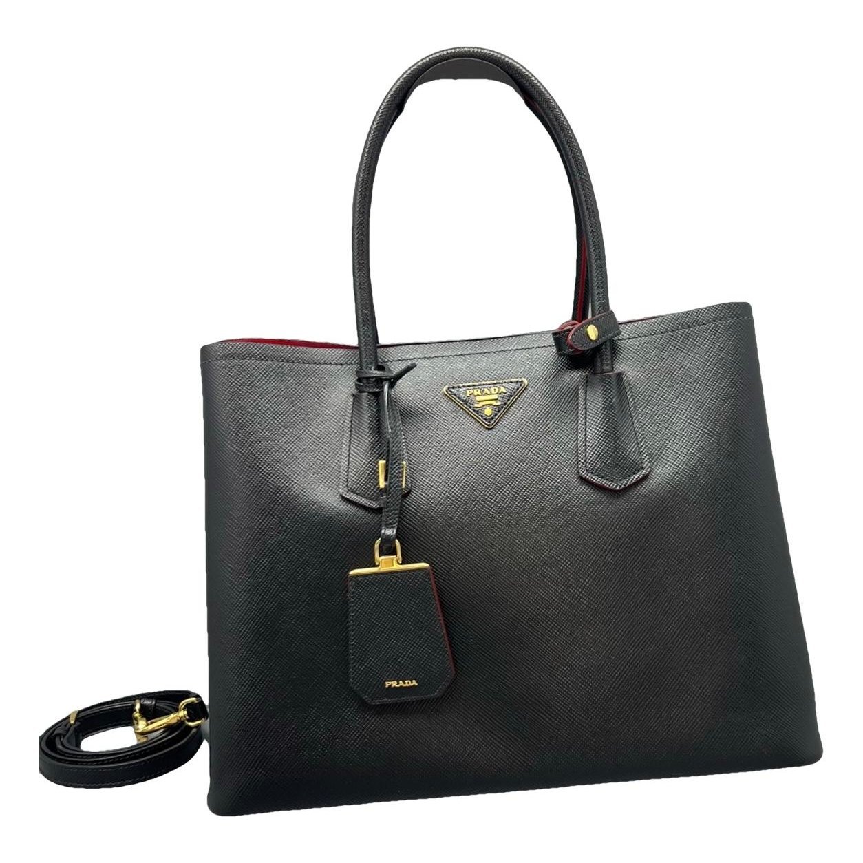 Double leather handbag