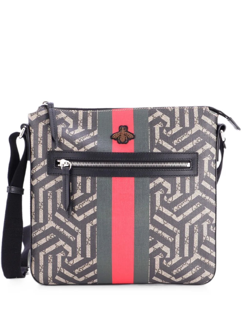 Front Zip Messenger Caleido GG Coated Canvas Medium crossbody bag