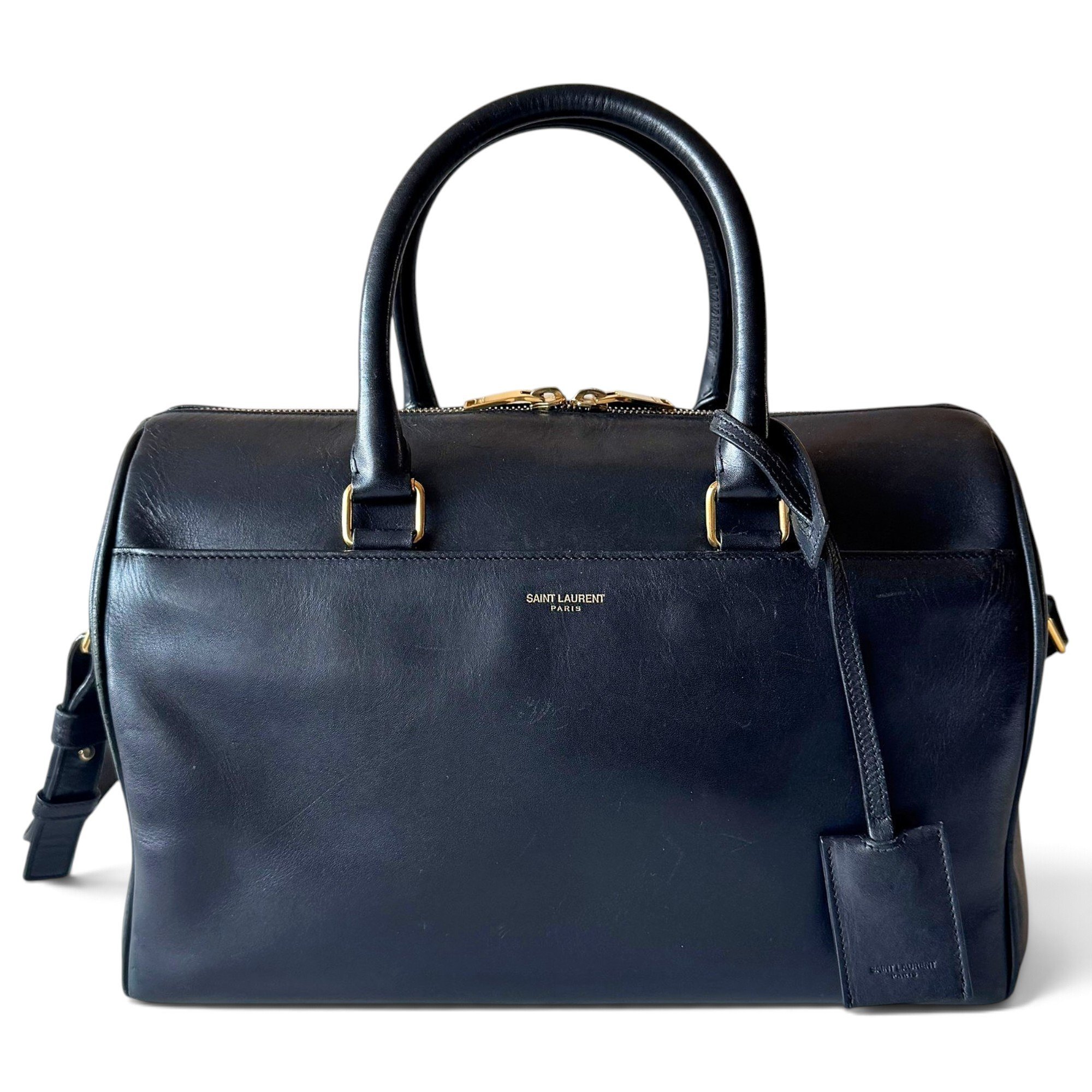 Duffle leather handbag
