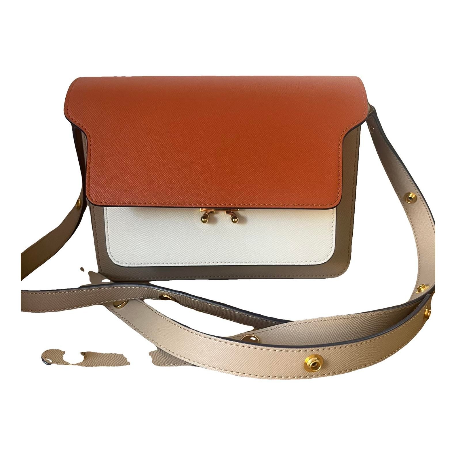Trunk leather crossbody bag