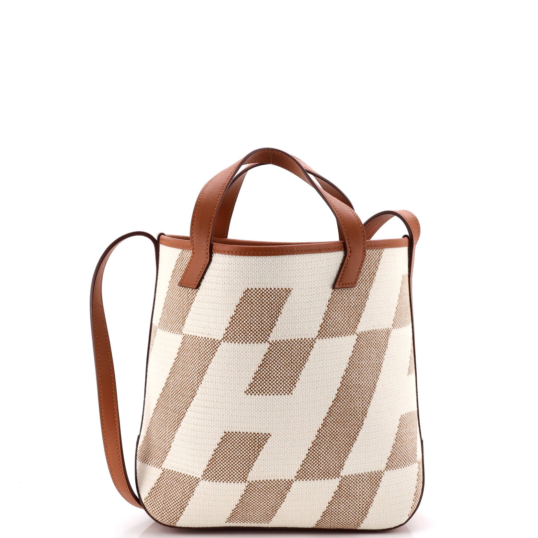 Cabas H en Biais Tote Canvas with Leather 27