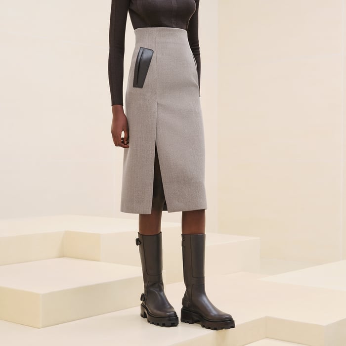 Marron Terre d'Ombre High-waisted Pencil Skirt