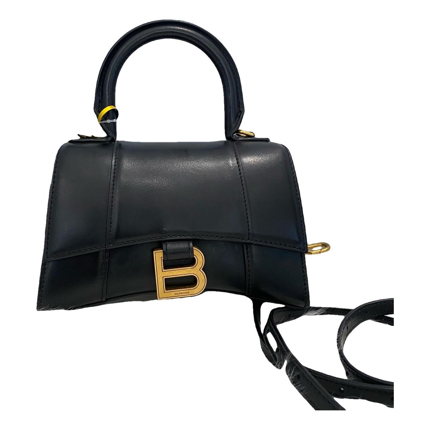 Hourglass leather handbag