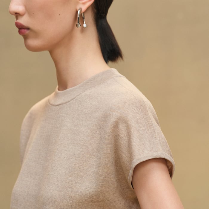 Beige Cremello Short-sleeve Sweater