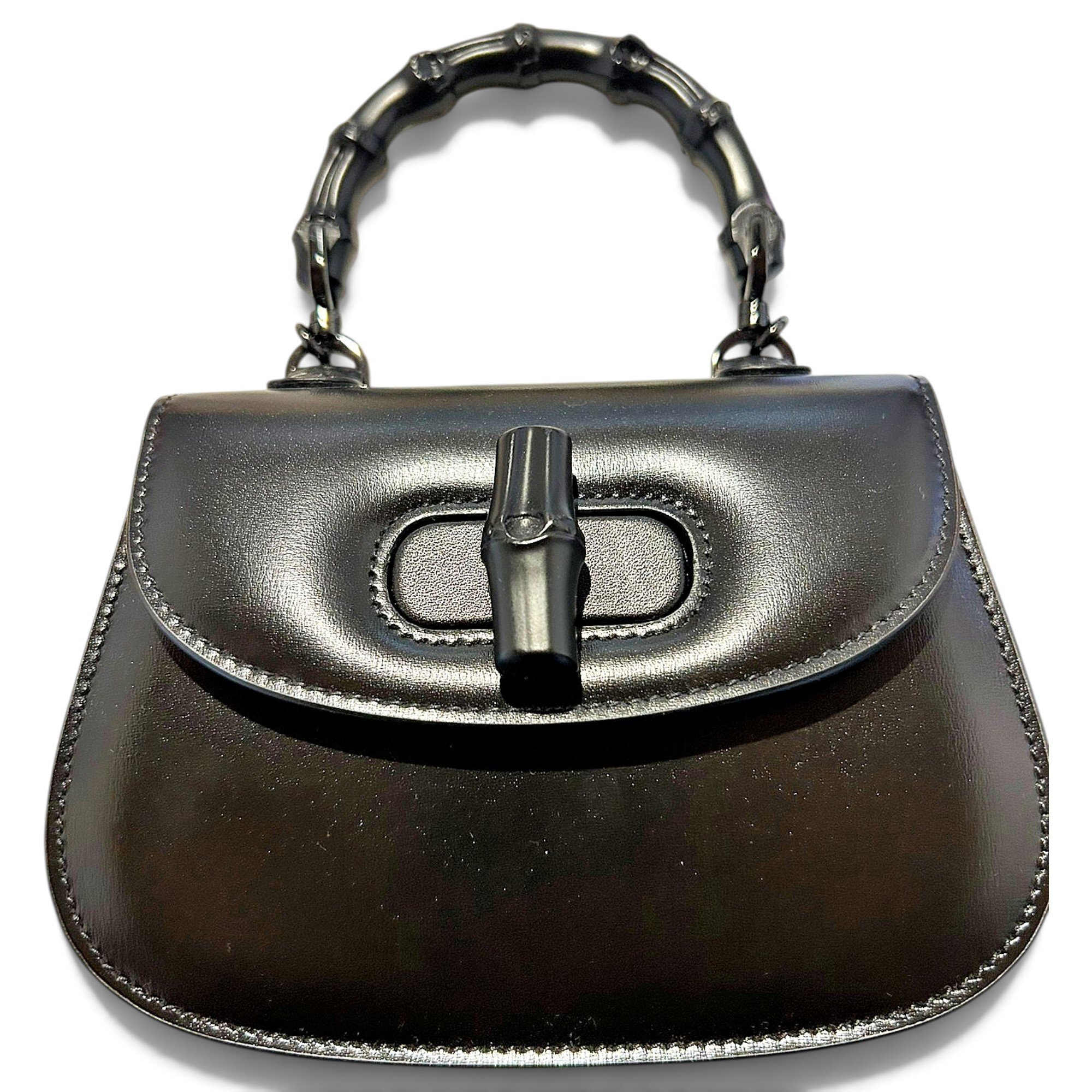 Convertible Bamboo Top Handle leather handbag