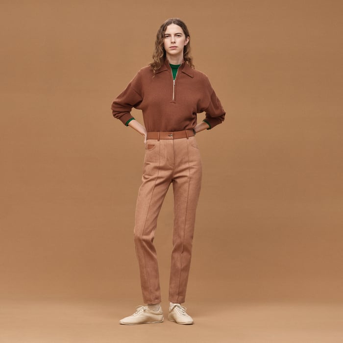 Marron Fauve High Collar Sweater