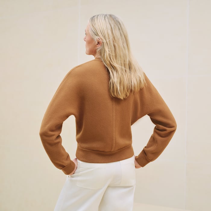Marron Caramel "H En Biais" Motif Long-sleeve Sweater