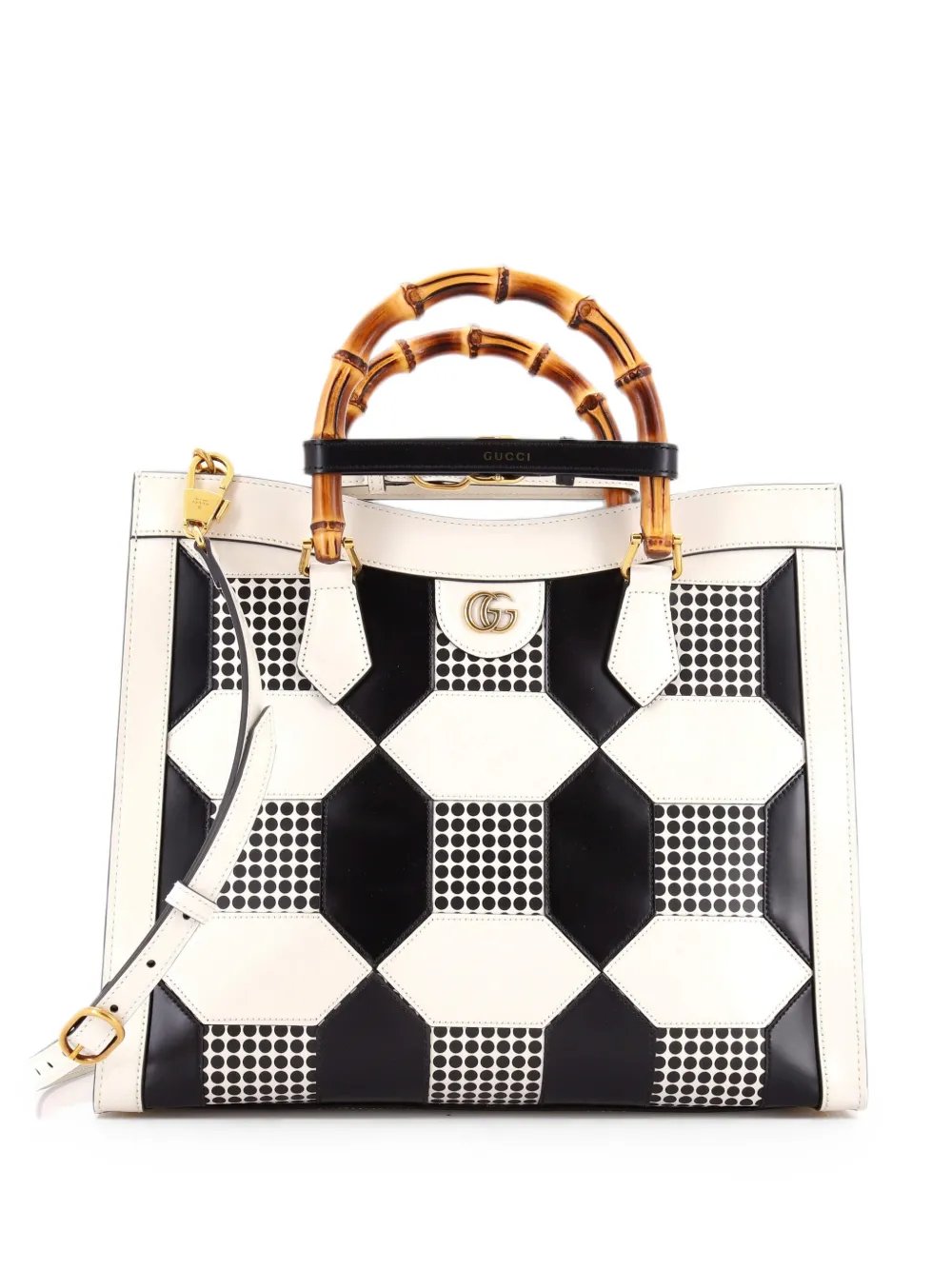 Diana NM Bamboo Handle Printed Leather Medium tote bag