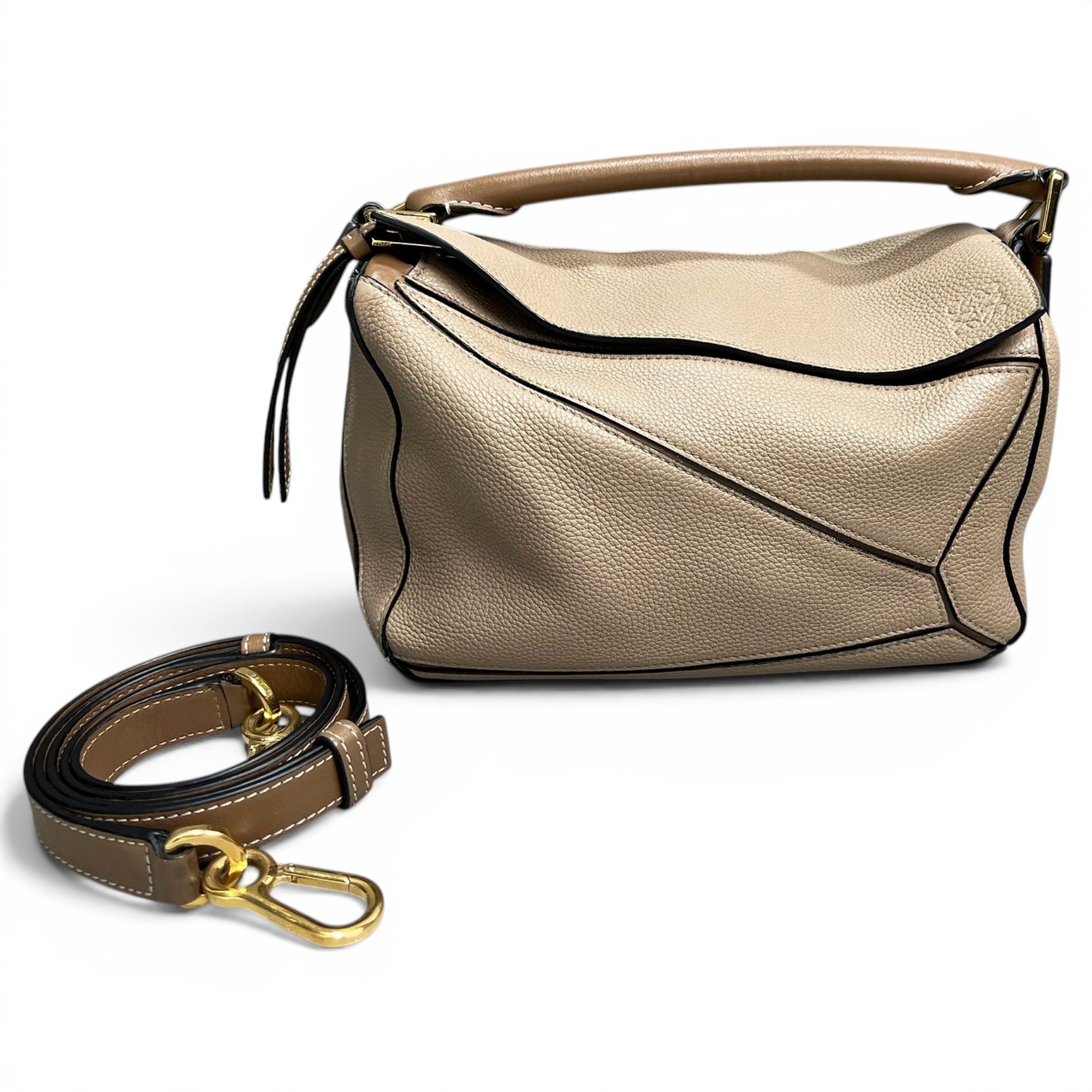 Puzzle leather handbag