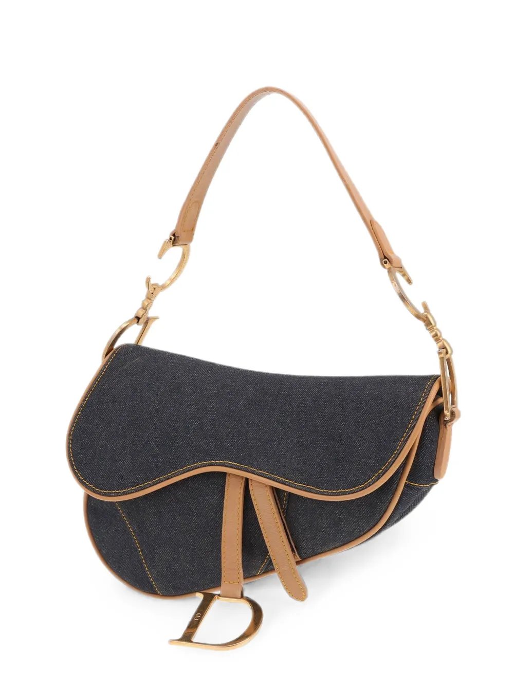 Saddle denim shoulder bag
