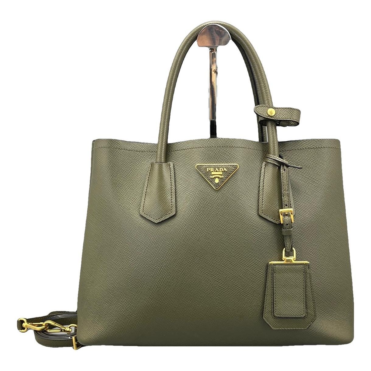 Double leather handbag