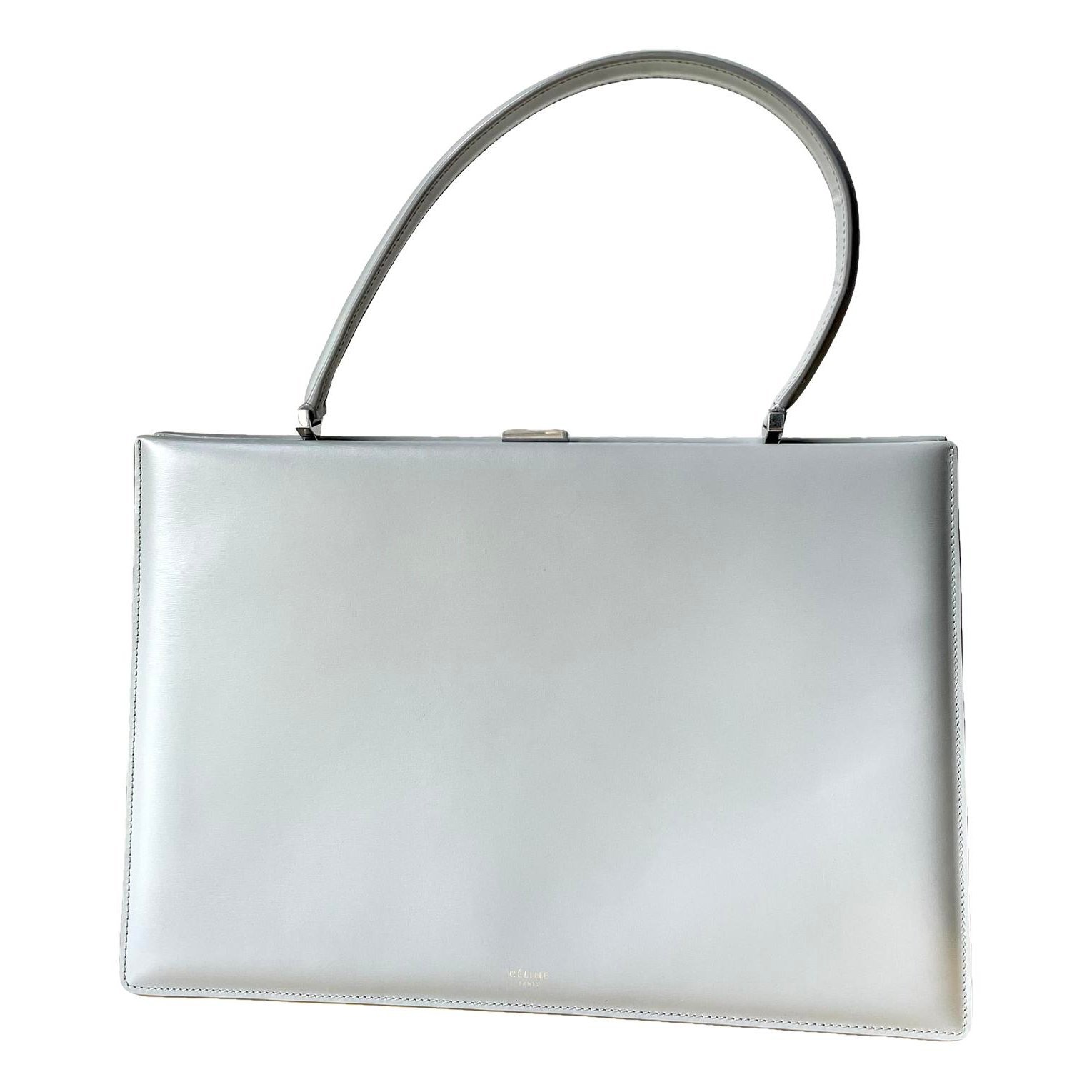 Clasp leather handbag