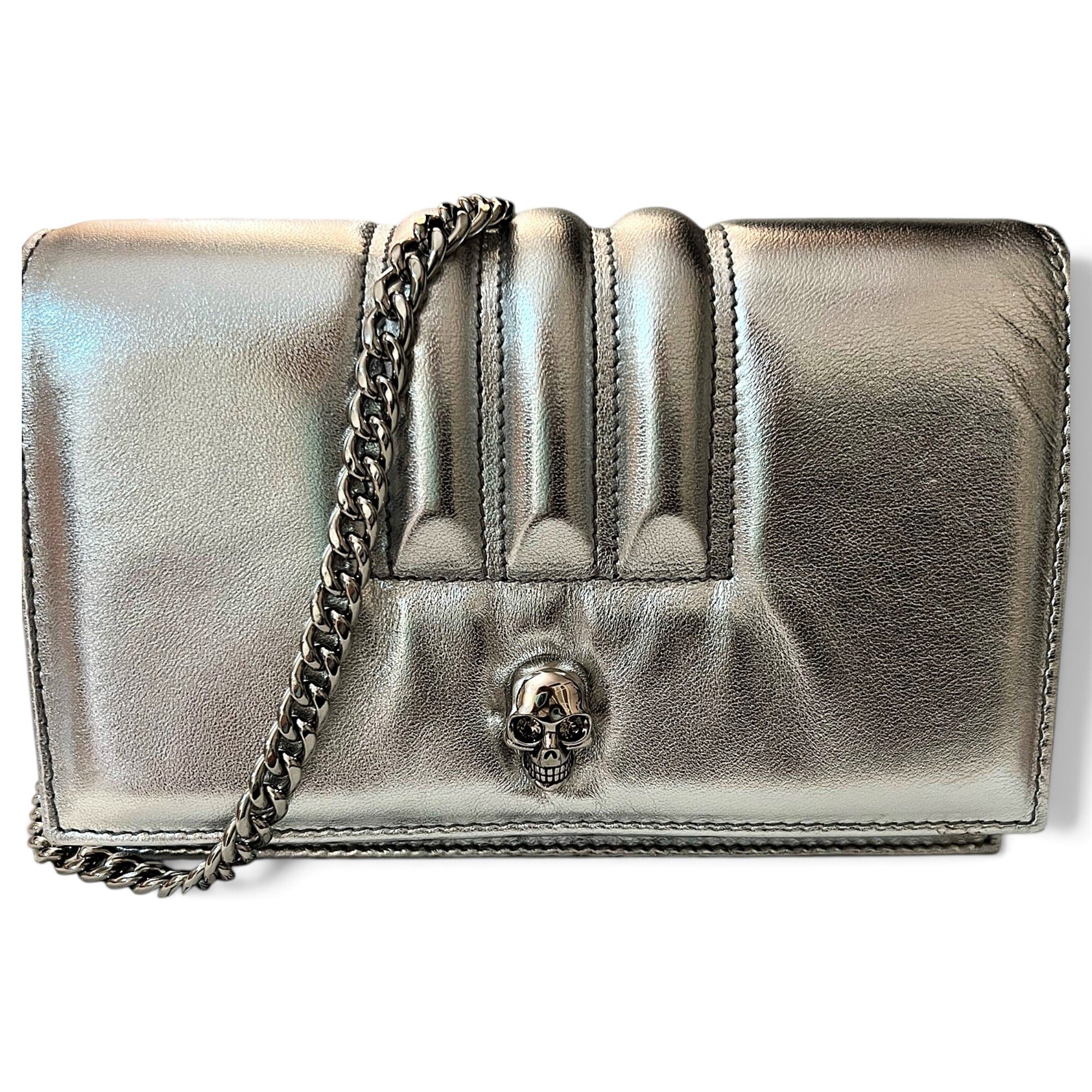 Skull leather crossbody bag