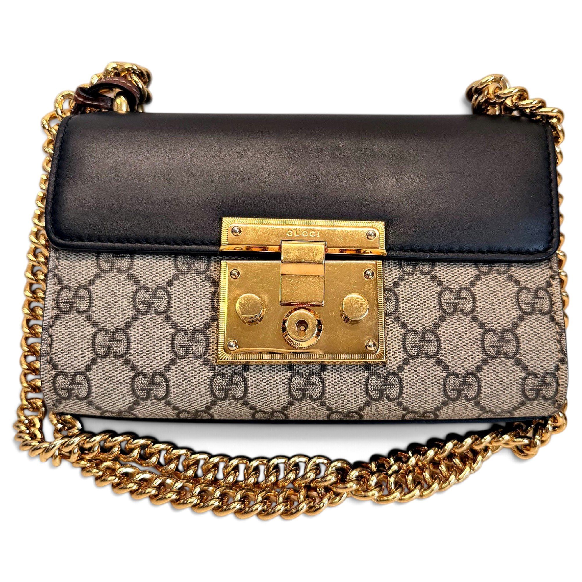 Padlock leather handbag
