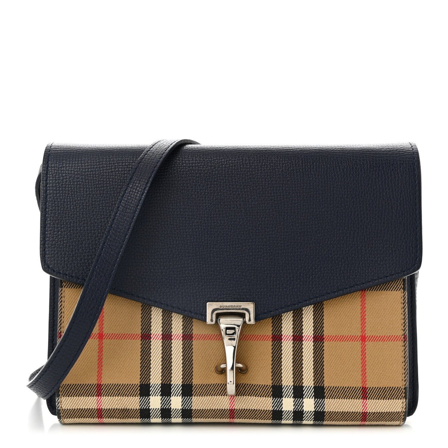 Burberry Derby Calfskin House Check Small Macken Crossbody Bag Blue
