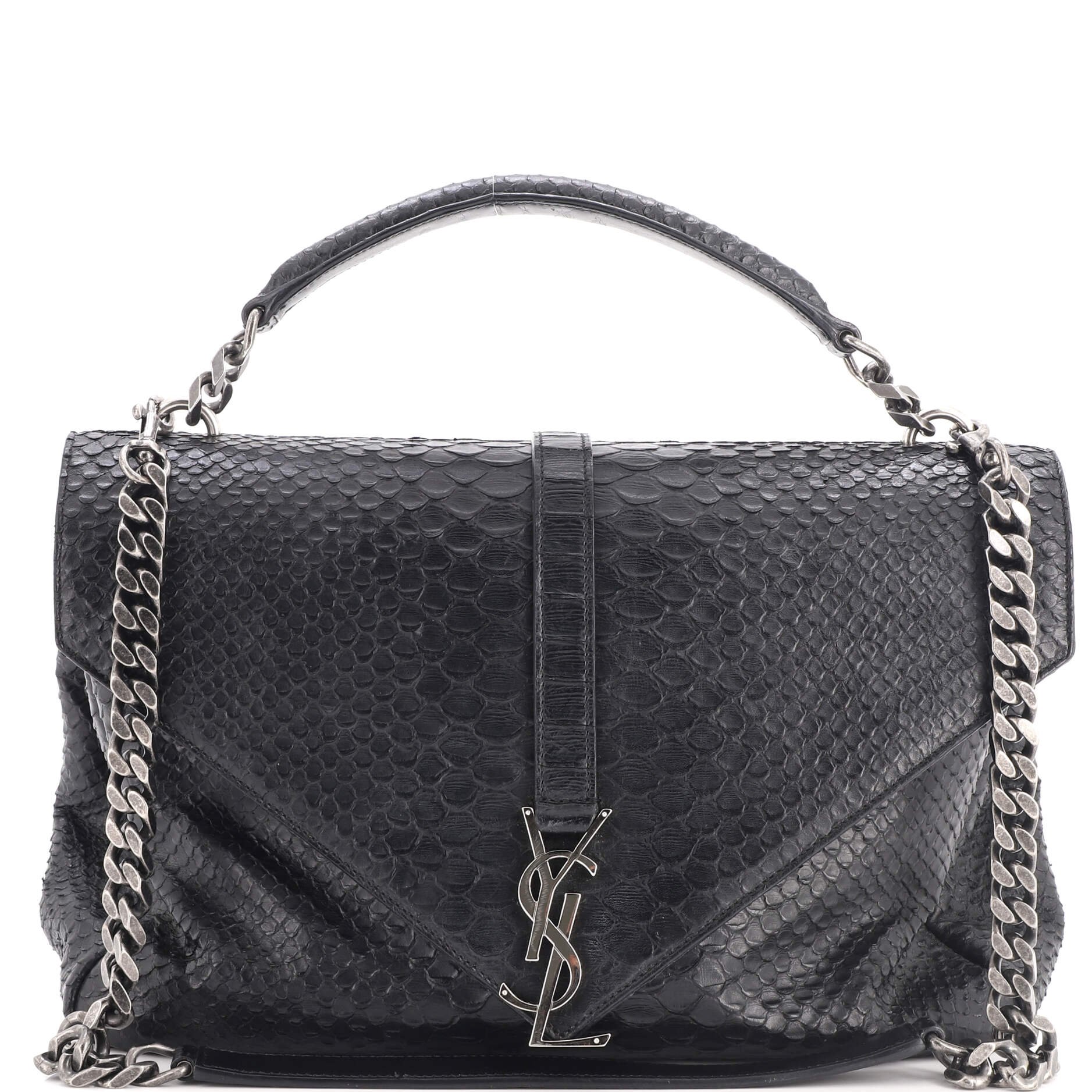 Classic Monogram College Bag Python Embossed Leather Large