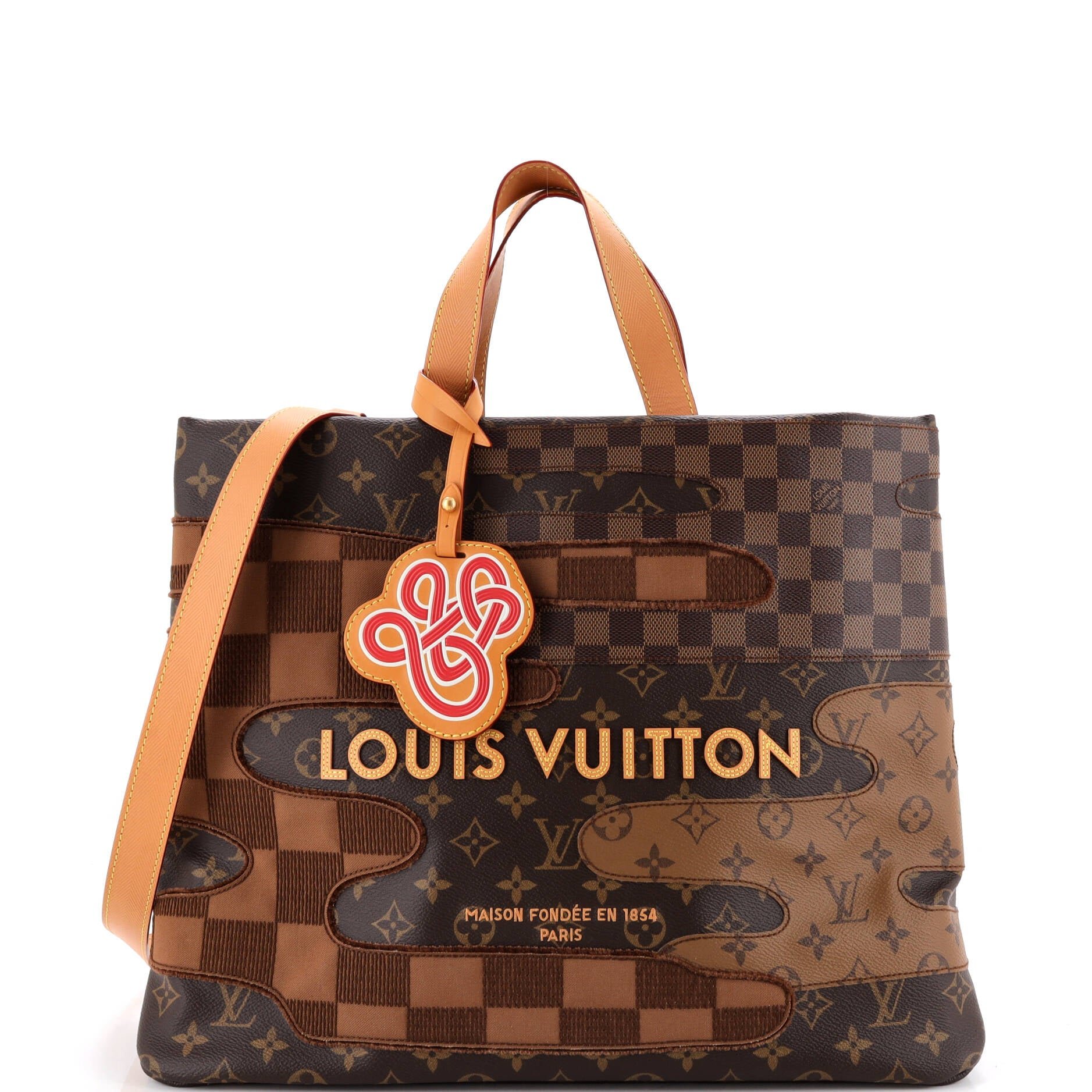 Shopper Tote Patchwork Reverse Monogram Canvas and Damier MM