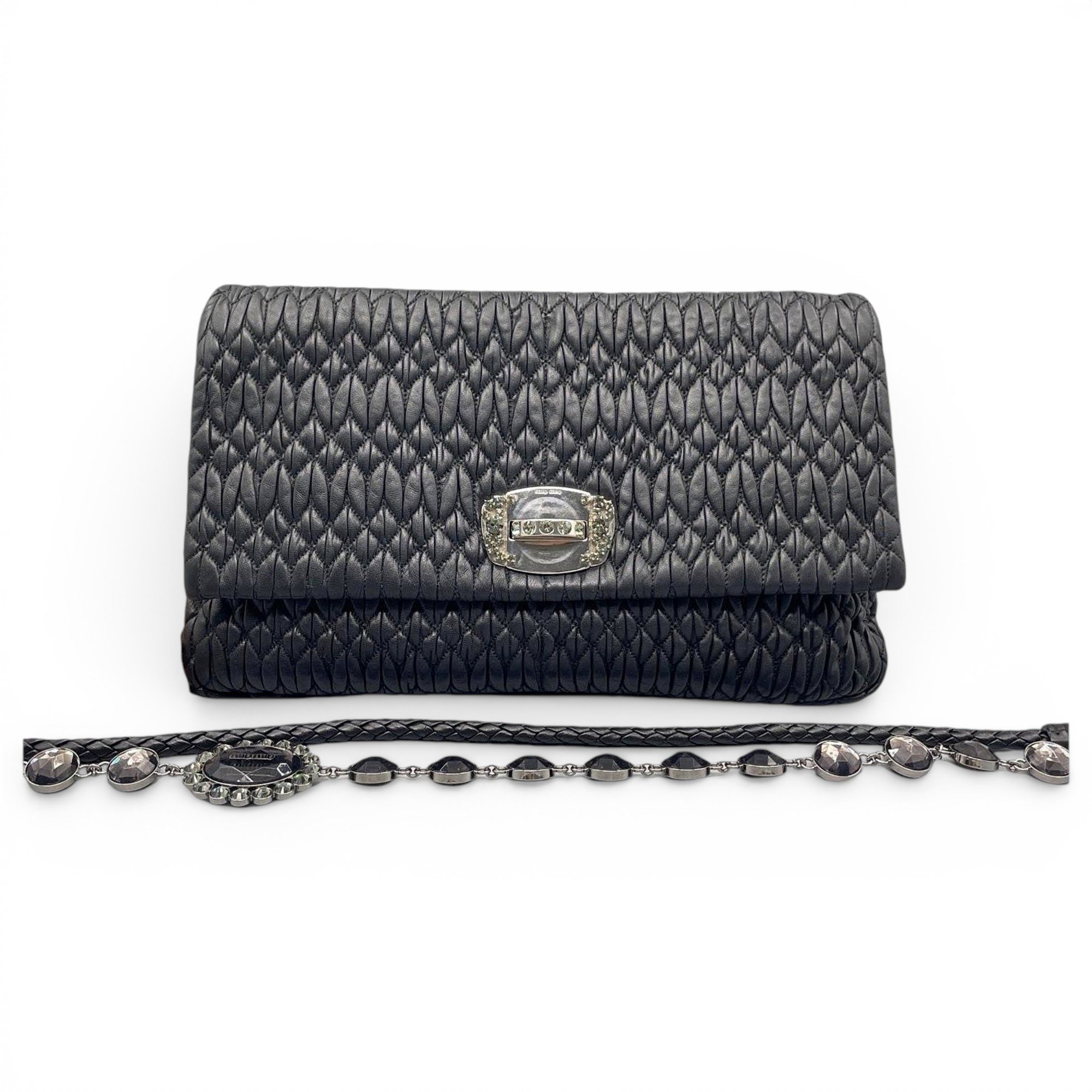 Miu Crystal leather handbag